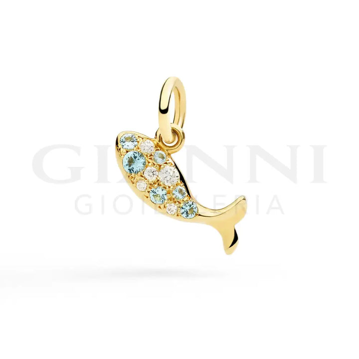 Ciondolo DoDo - Pesce Oro Giallo Topazi & Diamanti - Charm