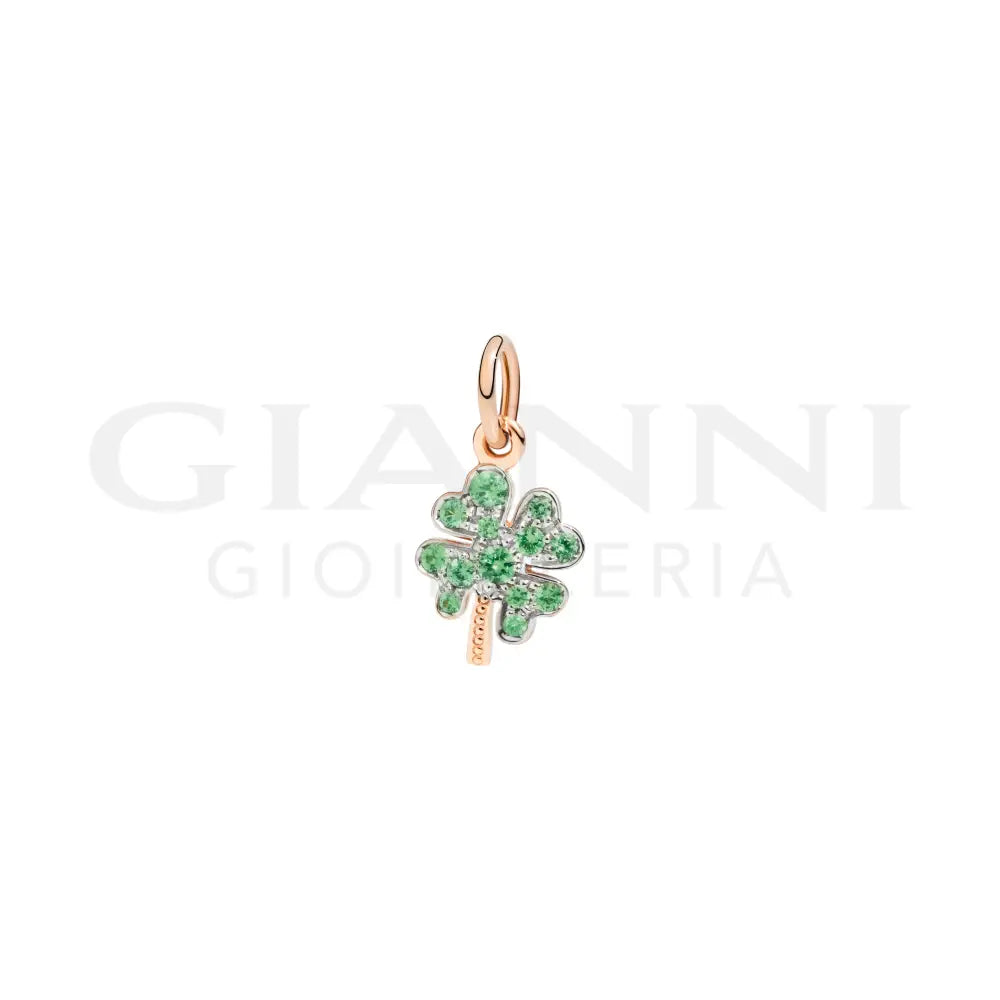 Ciondolo DoDo - Quadrifoglio oro rosa & tsavoriti Charm