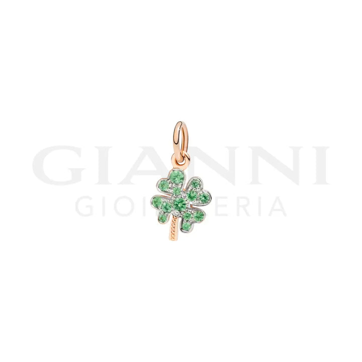 Ciondolo DoDo - Quadrifoglio oro rosa & tsavoriti Charm