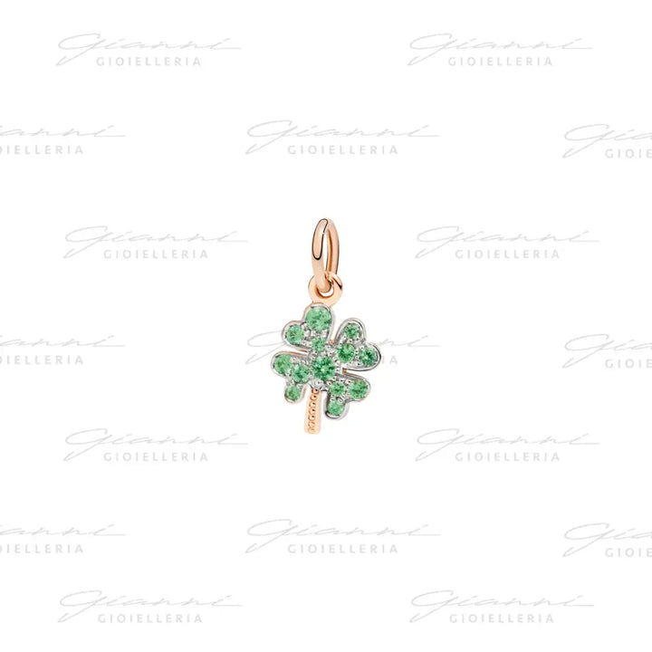 Ciondolo DoDo - Quadrifoglio oro rosa & tsavoriti Charm