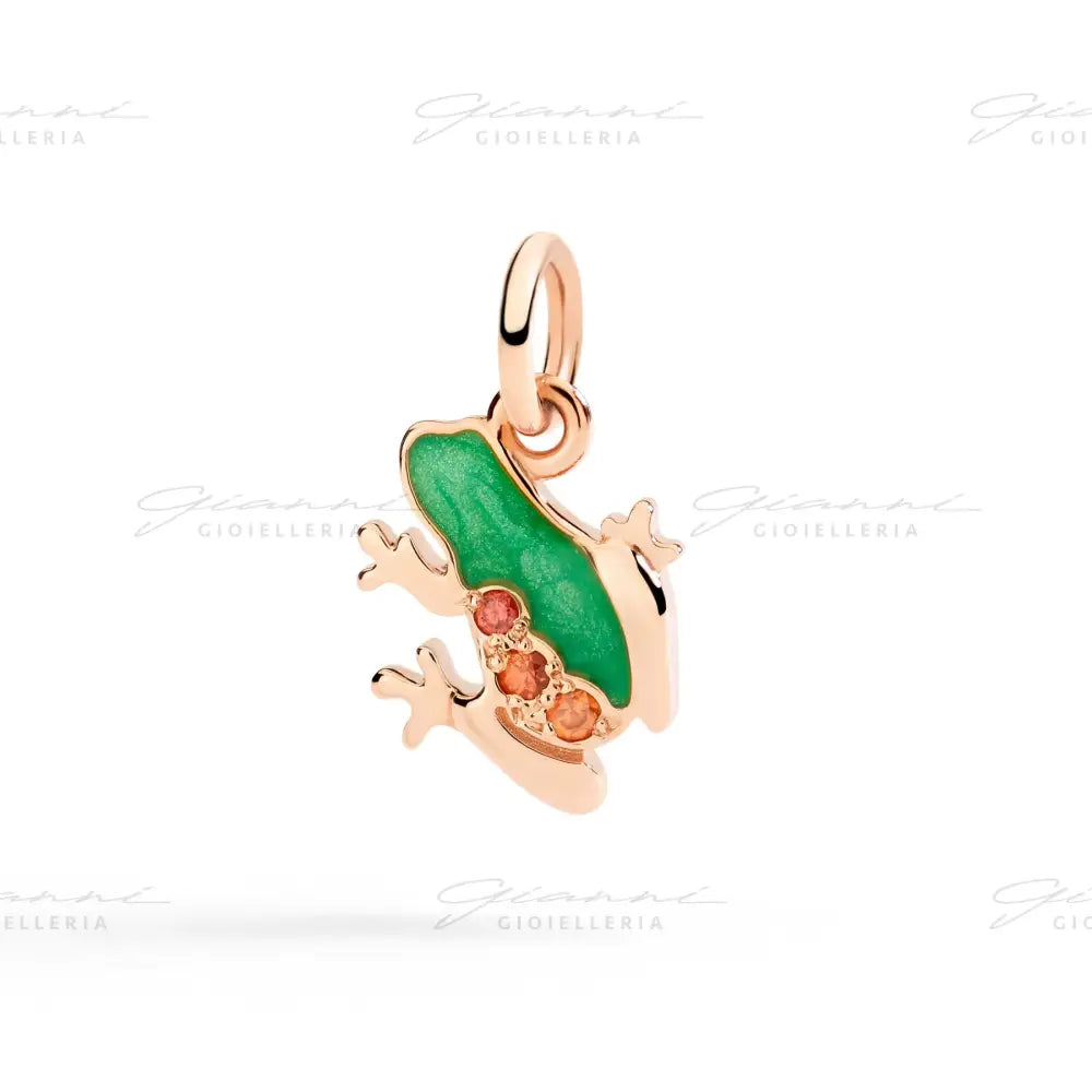 CIONDOLO DoDo - Rana Oro Rosa Smalto e Zaffiri Charm