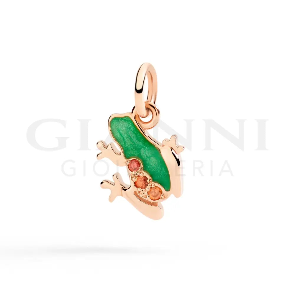 CIONDOLO DoDo - Rana Oro Rosa Smalto e Zaffiri Charm