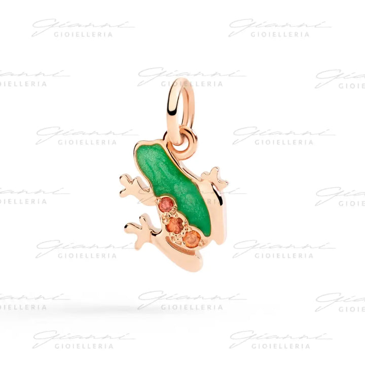CIONDOLO DoDo - Rana Oro Rosa Smalto e Zaffiri Charm