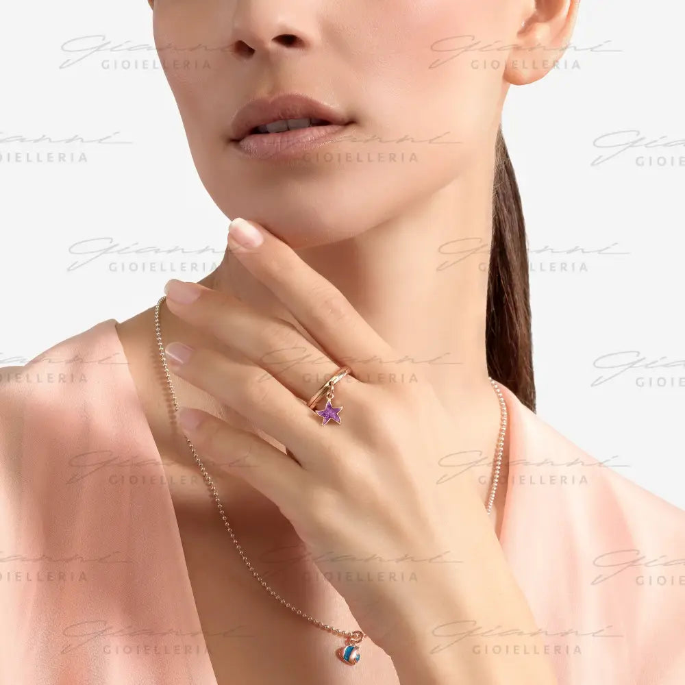 Ciondolo DoDo - Stellina oro rosa & smalto Charm