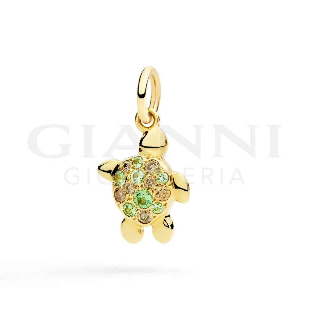 Ciondolo DoDo - Tartaruga Oro Giallo Tsavoriti & Diamanti - Charm