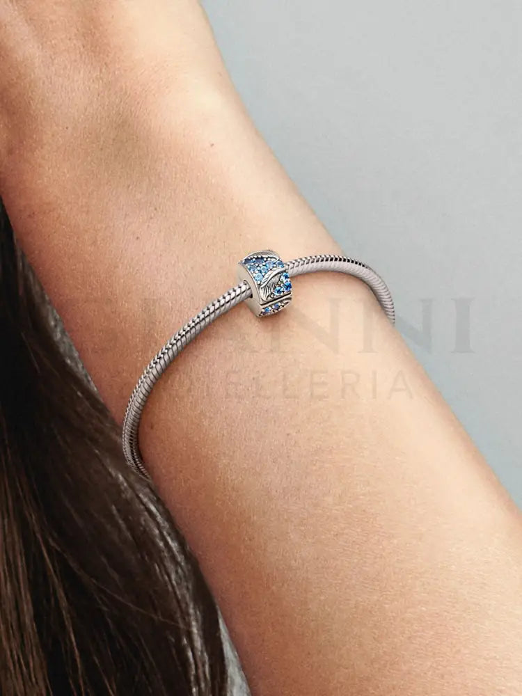 Clip Pandora - Piume e Pavè Blu Charm