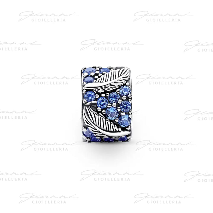 Clip Pandora - Piume e Pavè Blu Charm