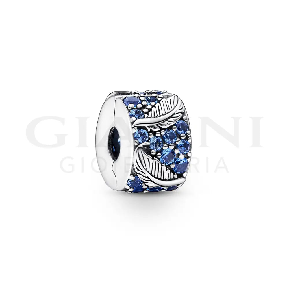 Clip Pandora - Piume e Pavè Blu Charm