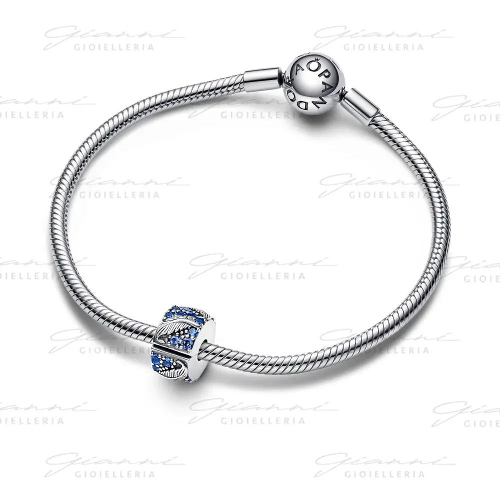 Clip Pandora - Piume e Pavè Blu Charm