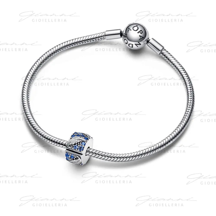 Clip Pandora - Piume e Pavè Blu Charm