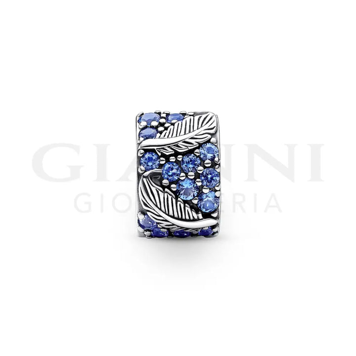 Clip Pandora - Piume e Pavè Blu Charm