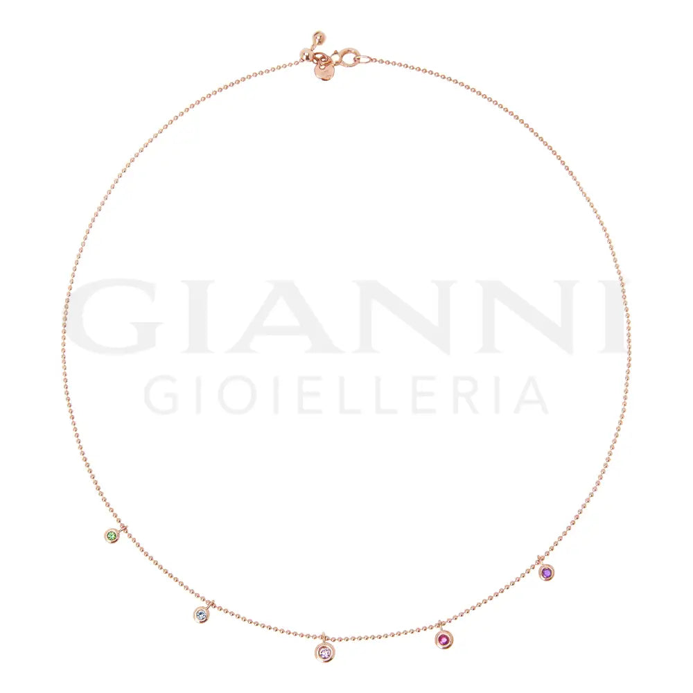Collana DoDo - Bollicine oro rosa & pietre colorate 42 - (38 cm - 40 cm - 42 cm) Collane