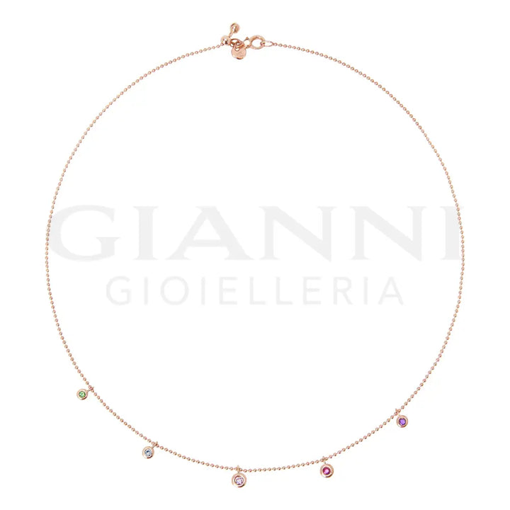 Collana DoDo - Bollicine oro rosa & pietre colorate 42 - (38 cm - 40 cm - 42 cm) Collane