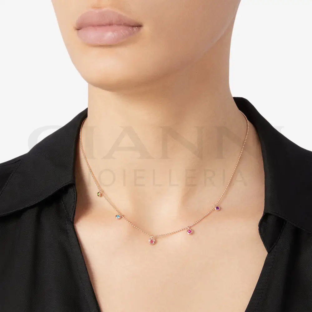 Collana DoDo - Bollicine oro rosa & pietre colorate 42 - (38 cm - 40 cm - 42 cm) Collane