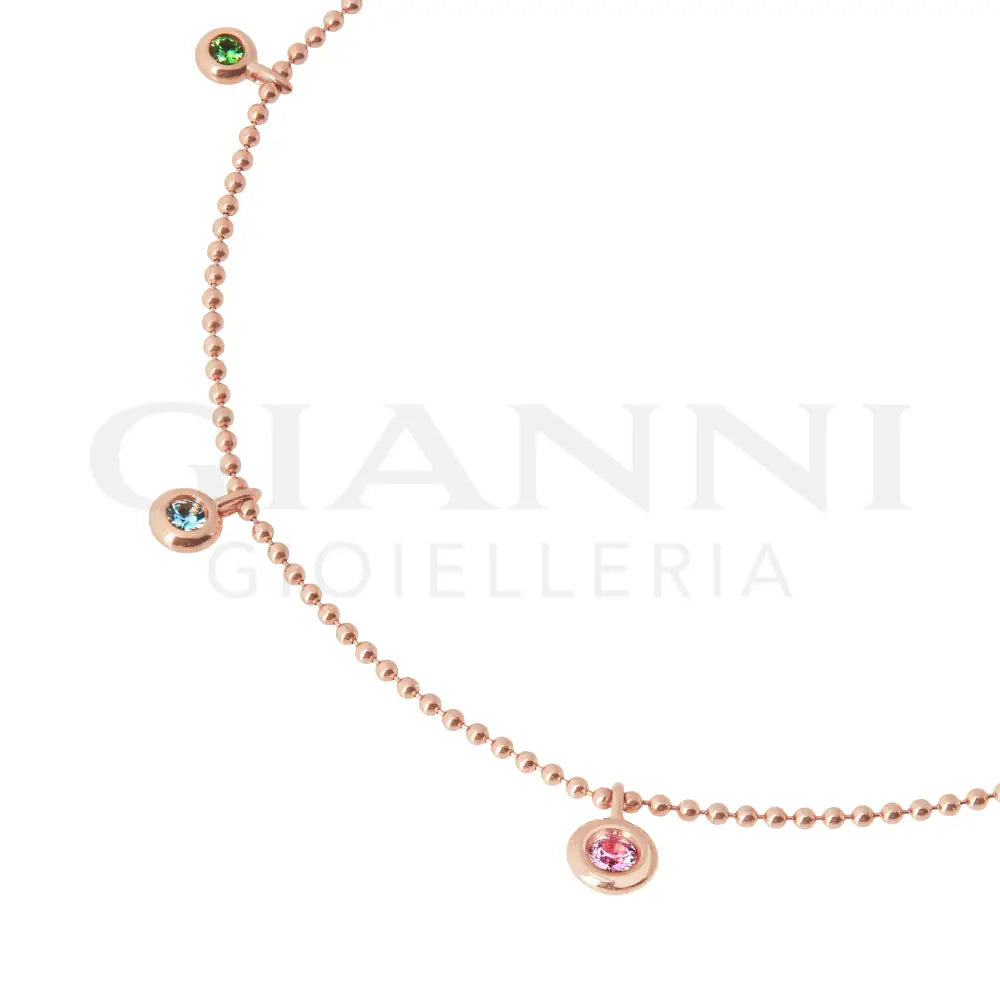 Collana DoDo - Bollicine oro rosa & pietre colorate 42 - (38 cm - 40 cm - 42 cm) Collane