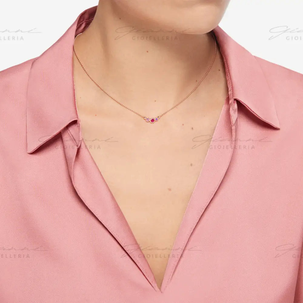 Collana DoDo - Bollicine Oro Rosa & Pietre Colorate Collane
