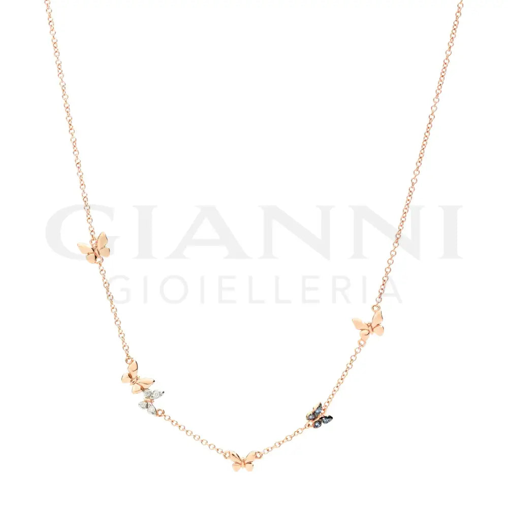 Collana DoDo - Farfalla oro rosa diamanti & zaffiri - Collane