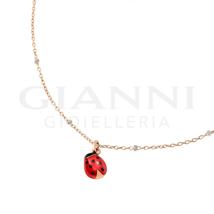 Collana DoDo - Mini coccinella Oro Rosa & Smalto Collane