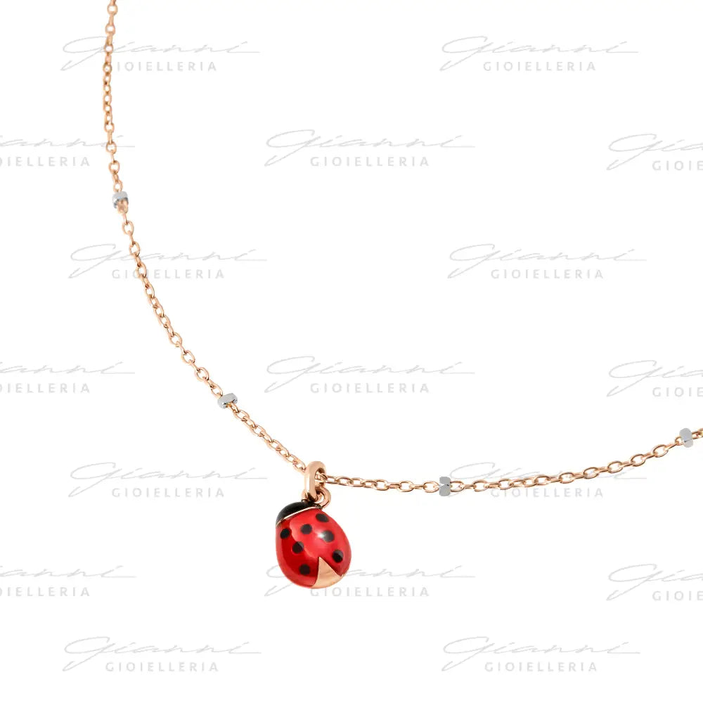 Collana DoDo - Mini coccinella Oro Rosa & Smalto Collane