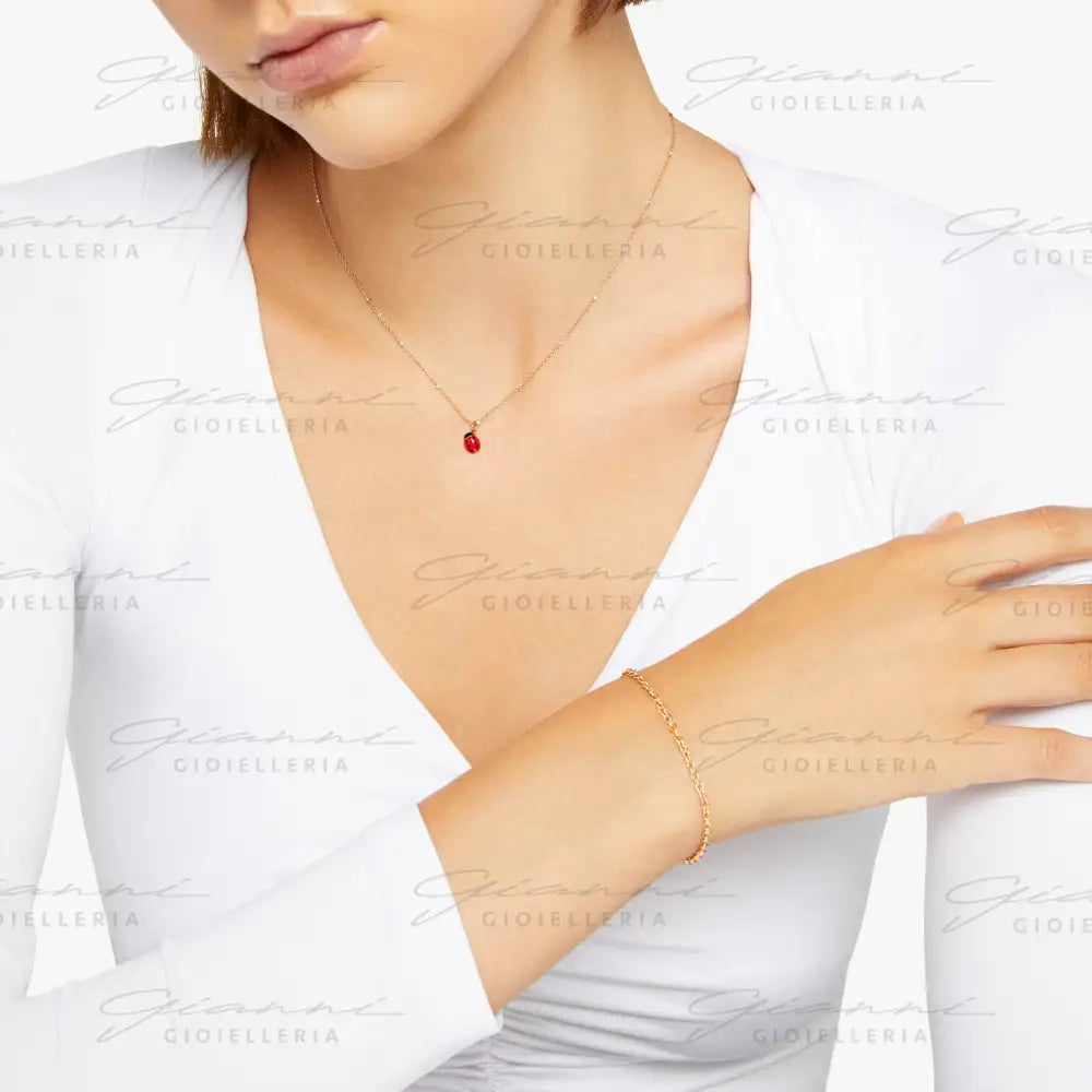 Collana DoDo - Mini coccinella Oro Rosa & Smalto Collane