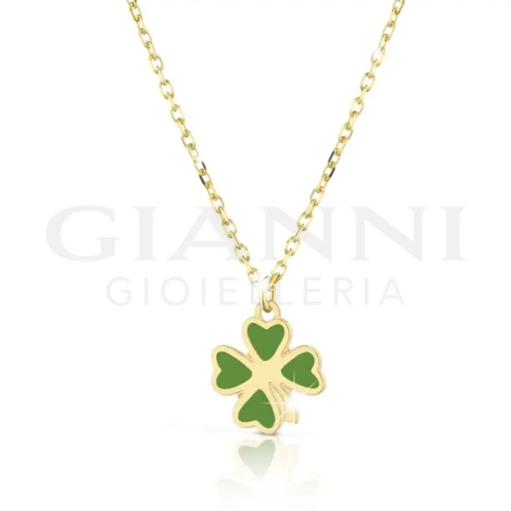 Collana leBebé - Fortuna con quadrifoglio in oro giallo - Collane