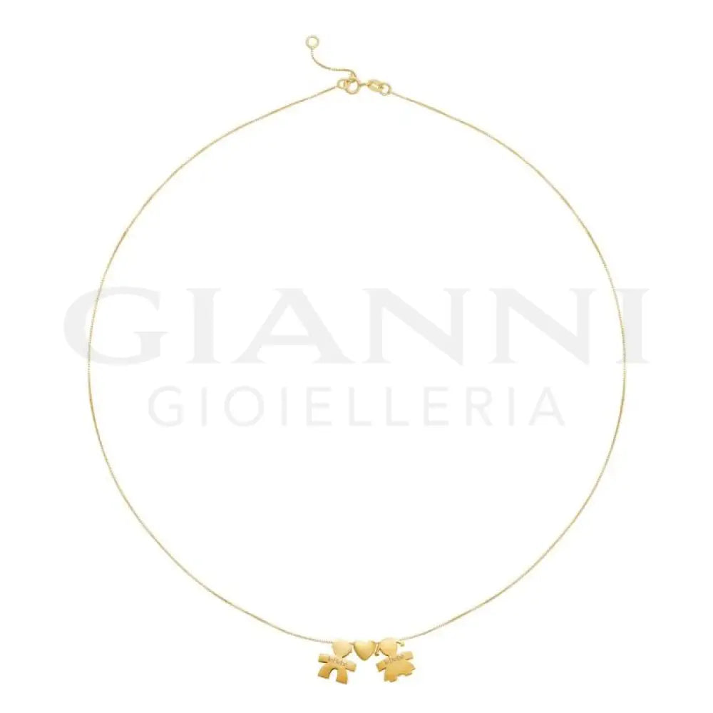 Collana leBebé - I Tesorini con sagoma bimbo cuore e bimba in oro giallo - Collane