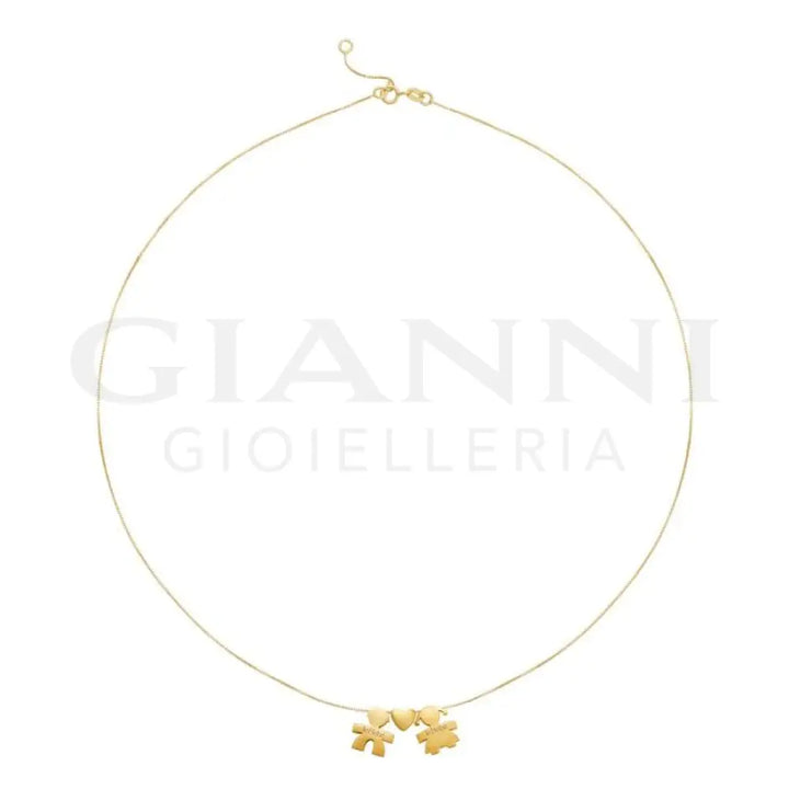 Collana leBebé - I Tesorini con sagoma bimbo cuore e bimba in oro giallo - Collane