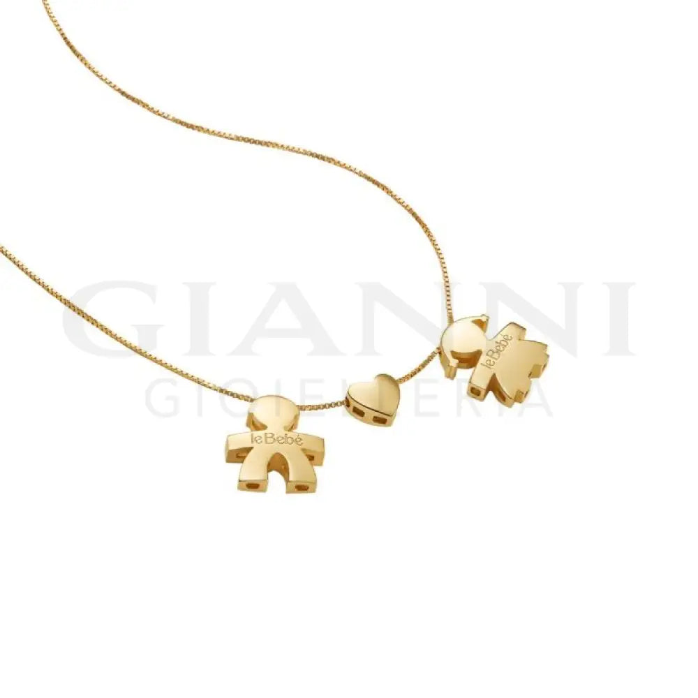 Collana leBebé - I Tesorini con sagoma bimbo cuore e bimba in oro giallo - Collane