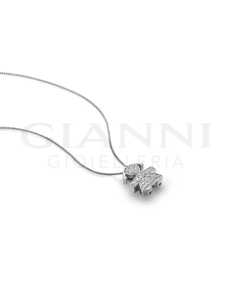 Collana leBebé - Tesorini con sagoma bimba in oro bianco e diamanti - Collane