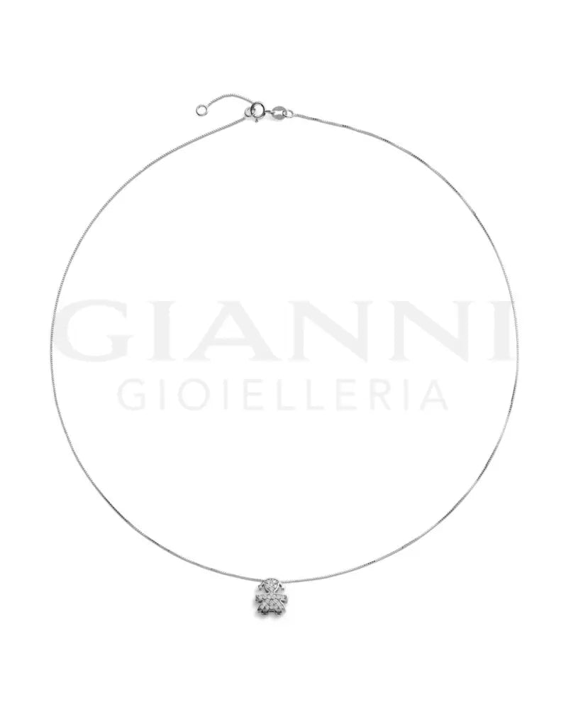 Collana leBebé - Tesorini con sagoma bimba in oro bianco e diamanti - Collane