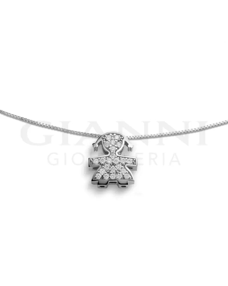 Collana leBebé - Tesorini con sagoma bimba in oro bianco e diamanti - Collane