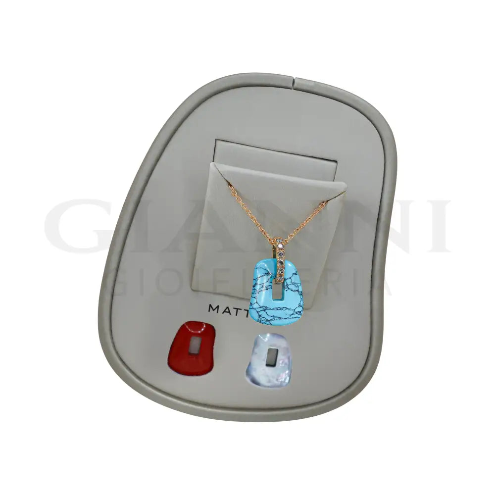 Collana Mattioli - Puzzle in Oro Rosa con Elemento Colorato - Collane