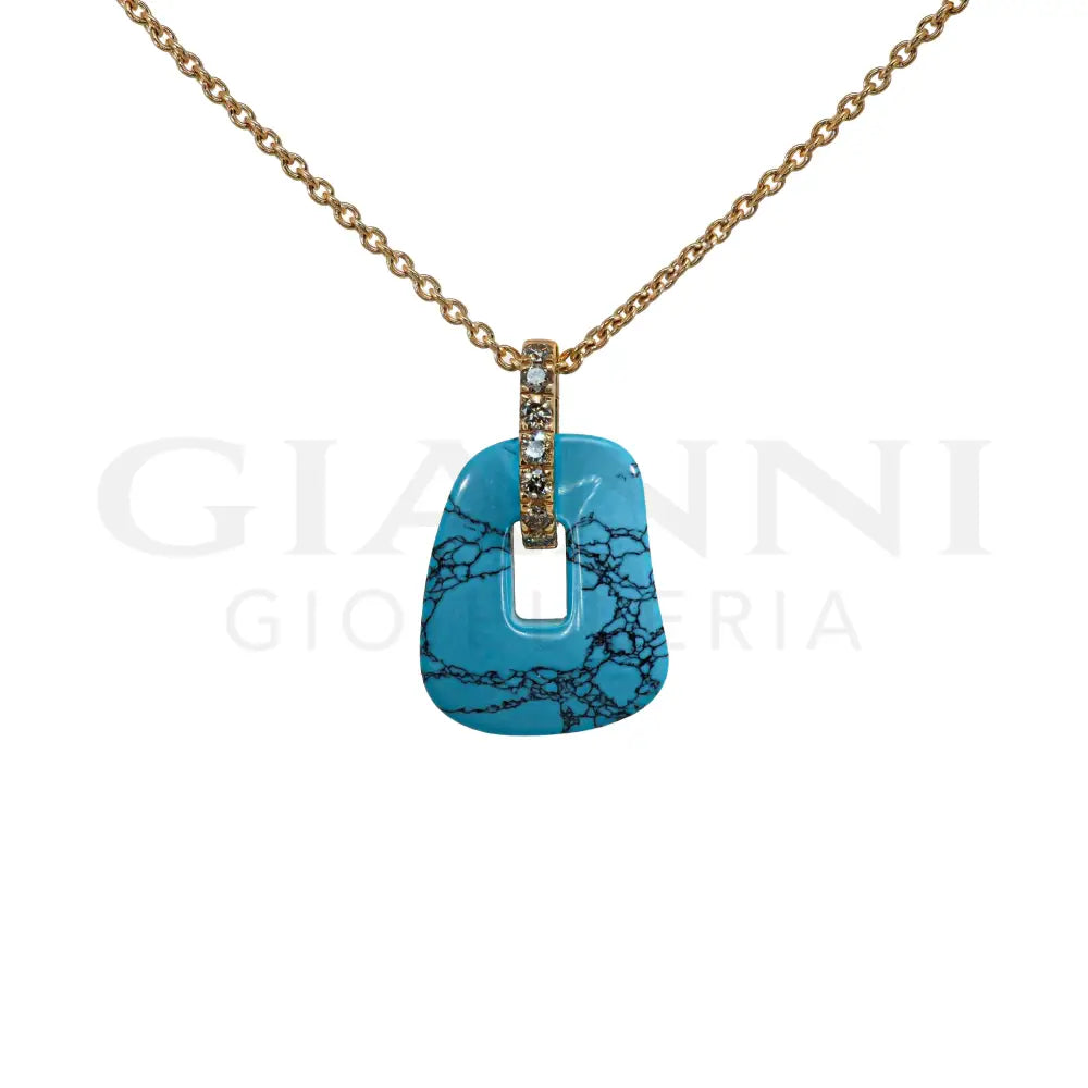 Collana Mattioli - Puzzle in Oro Rosa con Elemento Colorato - Collane