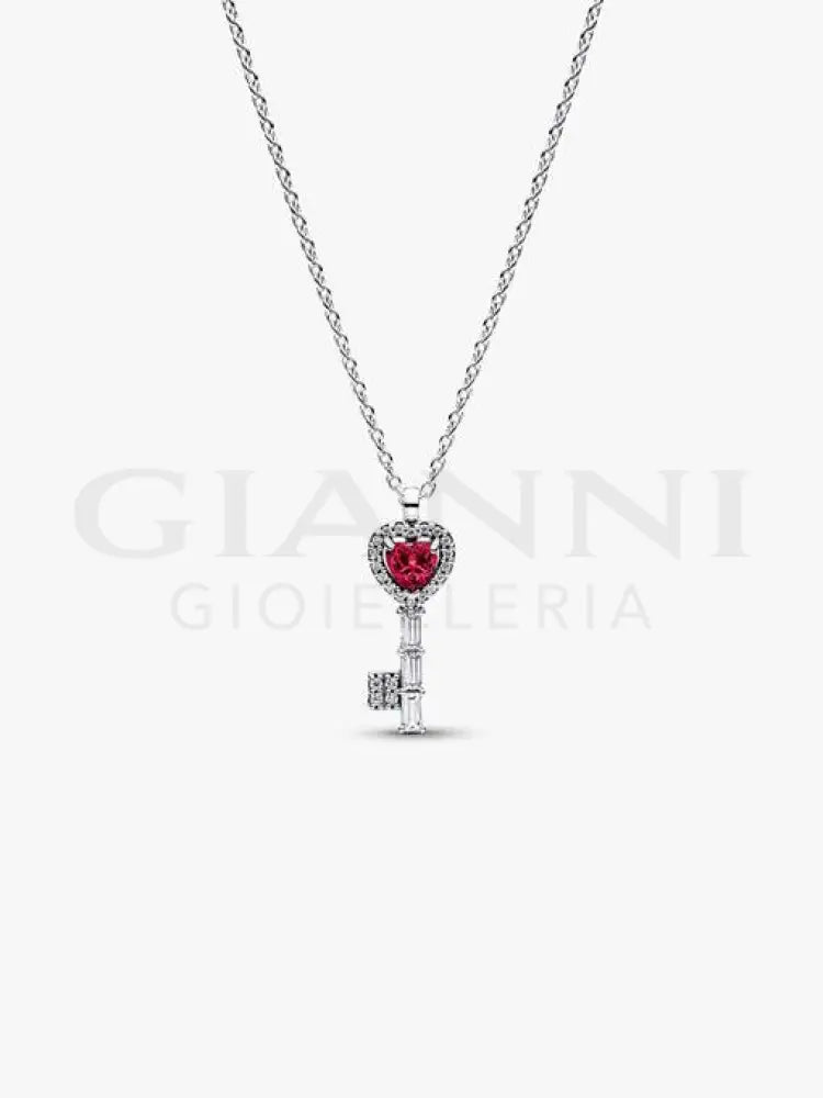 Collana Pandora - Chiave con Cuore Rosso 45 cm Collane