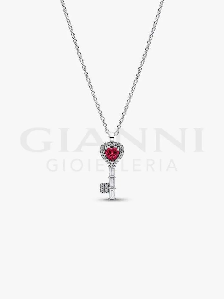 Collana Pandora - Chiave con Cuore Rosso 45 cm Collane