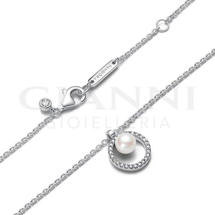Collana Pandora - Con Perla d’Acqua Dolce Coltivata e Pavè 45 cm Collane