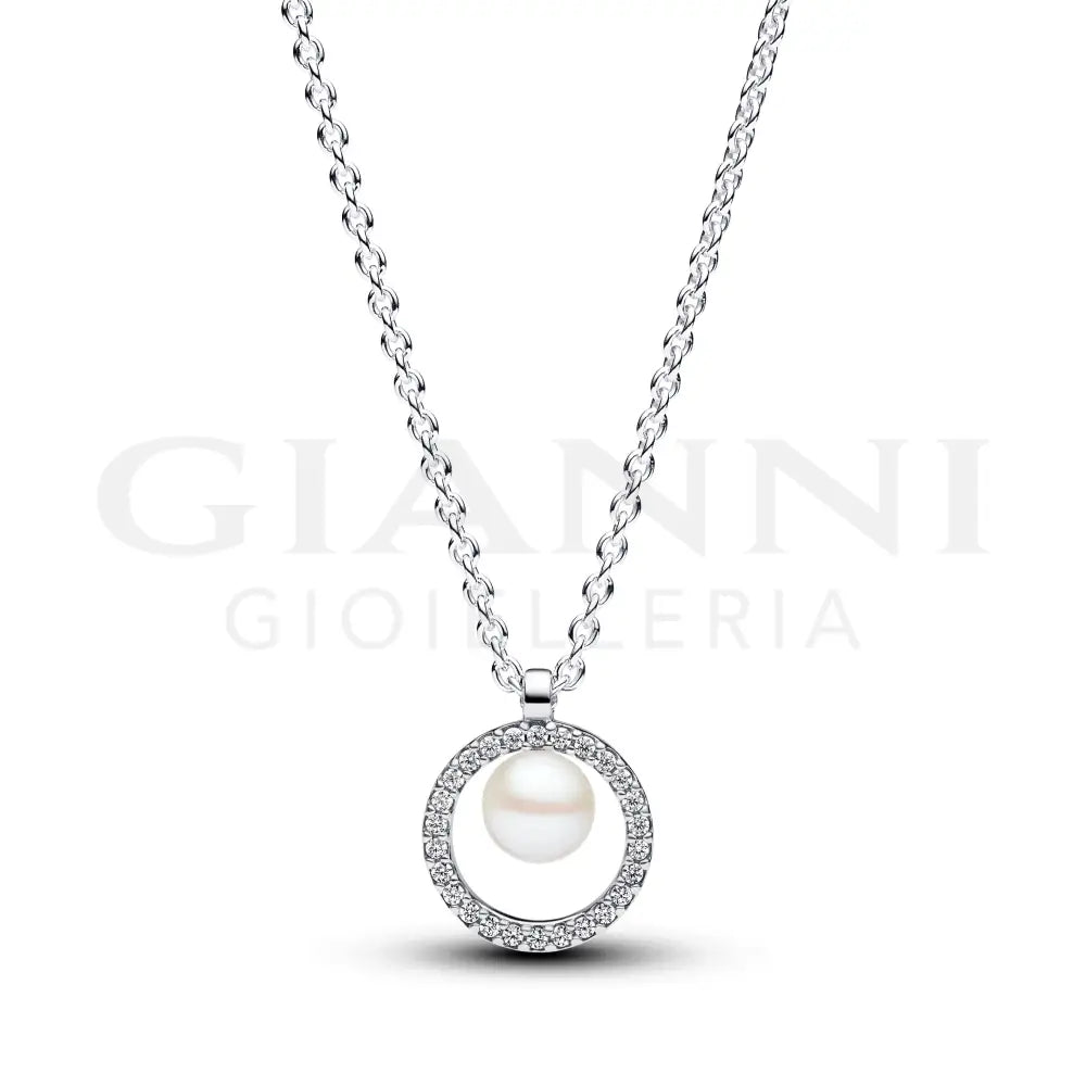 Collana Pandora - Con Perla d’Acqua Dolce Coltivata e Pavè 45 cm Collane
