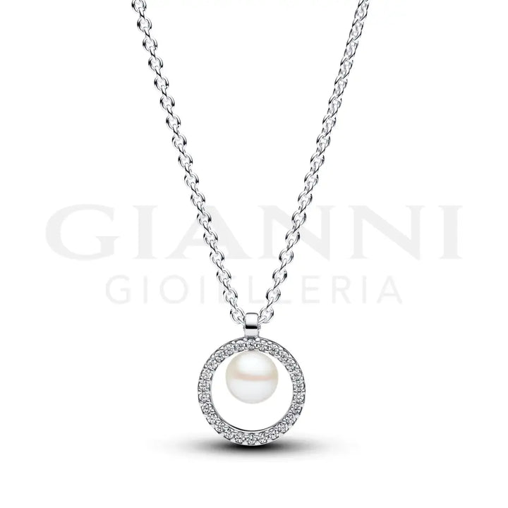 Collana Pandora - Con Perla d’Acqua Dolce Coltivata e Pavè 45 cm Collane
