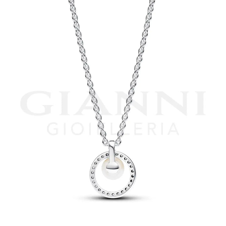 Collana Pandora - Con Perla d’Acqua Dolce Coltivata e Pavè 45 cm Collane