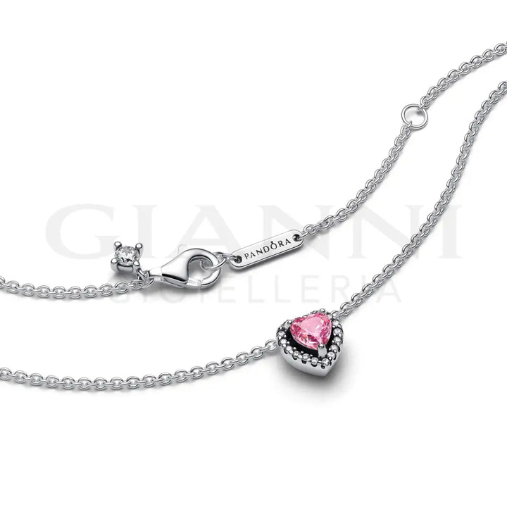 Collana Pandora - Cuore in Rilievo Rosa Collane