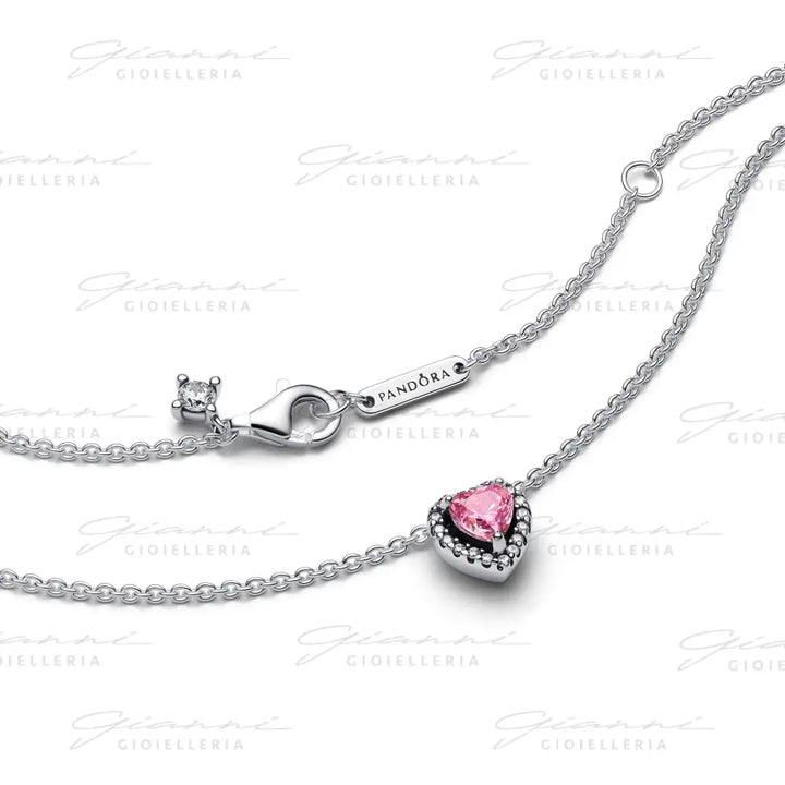Collana Pandora - Cuore in Rilievo Rosa Collane