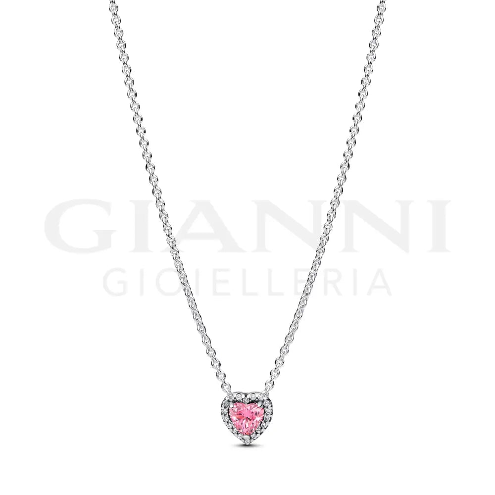 Collana Pandora - Cuore in Rilievo Rosa Collane
