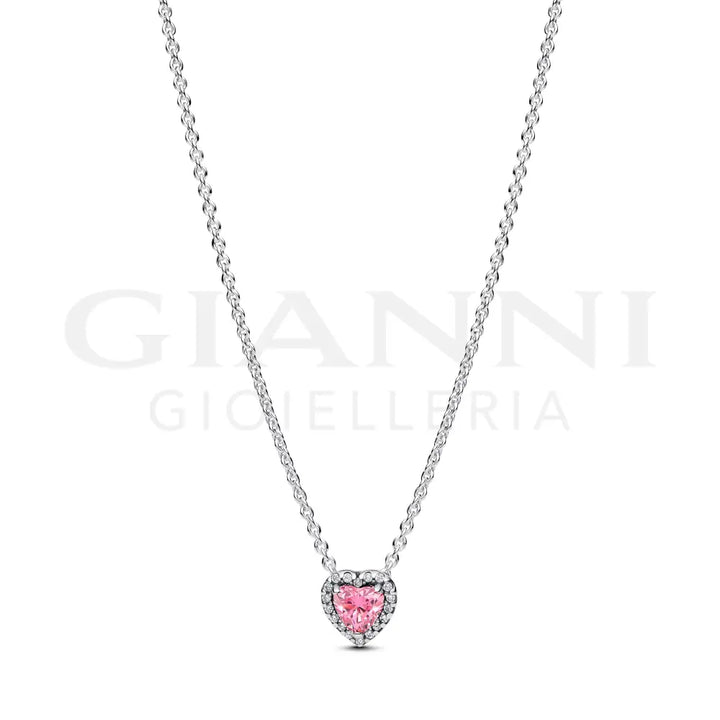 Collana Pandora - Cuore in Rilievo Rosa Collane