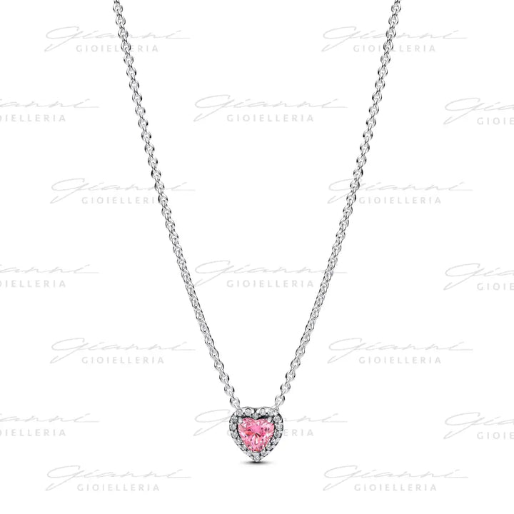 Collana Pandora - Cuore in Rilievo Rosa Collane