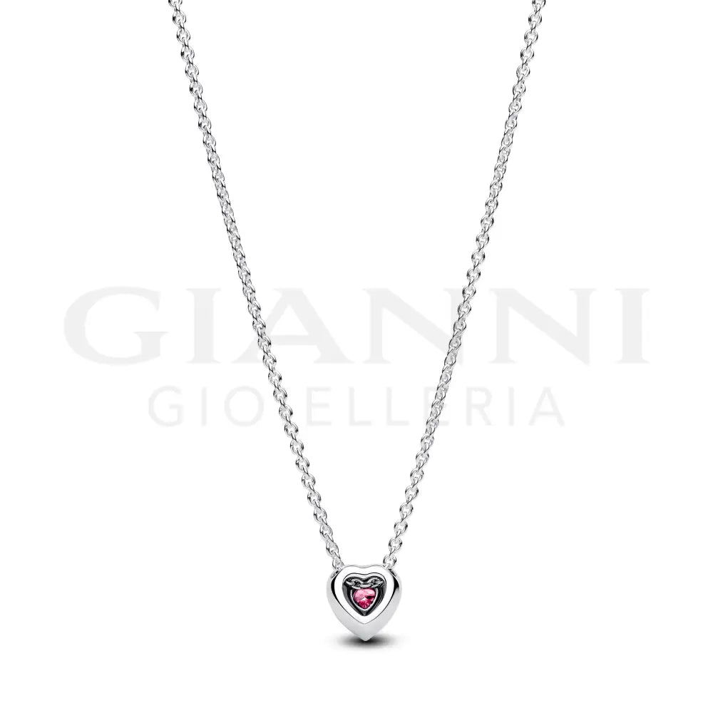 Collana Pandora - Cuore in Rilievo Rosa Collane