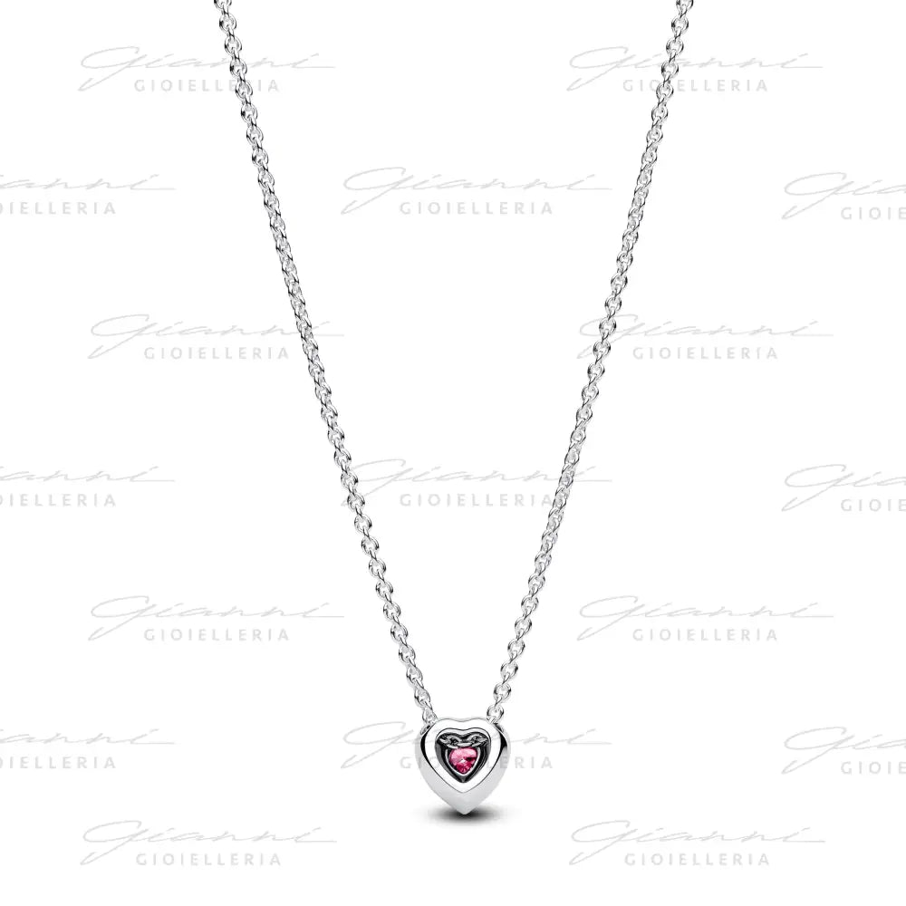 Collana Pandora - Cuore in Rilievo Rosa Collane