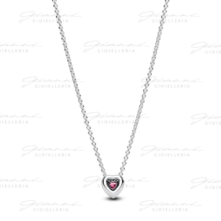 Collana Pandora - Cuore in Rilievo Rosa Collane