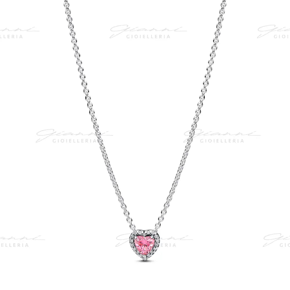 Collana Pandora - Cuore in Rilievo Rosa Collane
