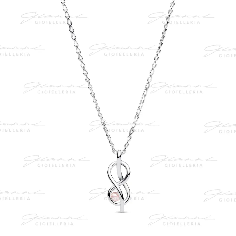 Collana Pandora - Legame Infinito con Perla Rosa Artificiale Charm