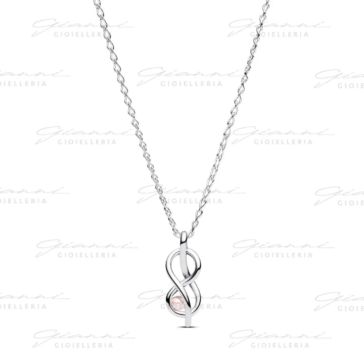 Collana Pandora - Legame Infinito con Perla Rosa Artificiale Charm